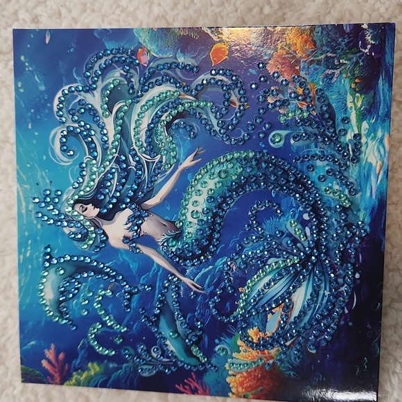 Handmade Other - Colorful Mermaid Diamond Painting Art Greeting Card Frameable